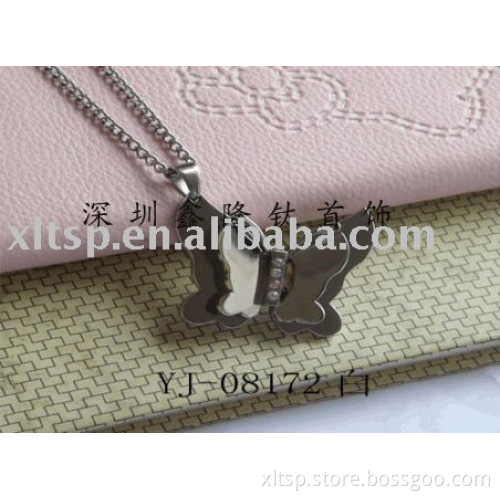 TC19 Stainless Steel Butterfly Pendant with CZ